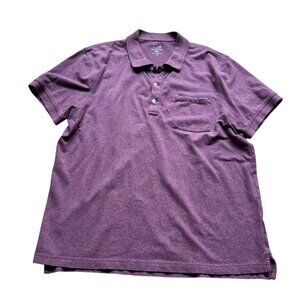 J. Crew Mens Size L Burgundy Stretch Pique Knit Short Sleeve Polo Shirt Top